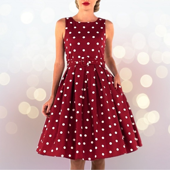 open lace back dress Classic 1980's does 1950's Red and White polka dot dress with pockets –  Vida Antigua Collective main image 0